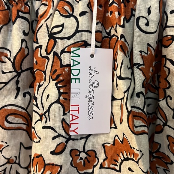 NWT Le Ragazze made in Italy 100% linen top, Tiered Floral Print Cottagecore - Picture 2 of 6